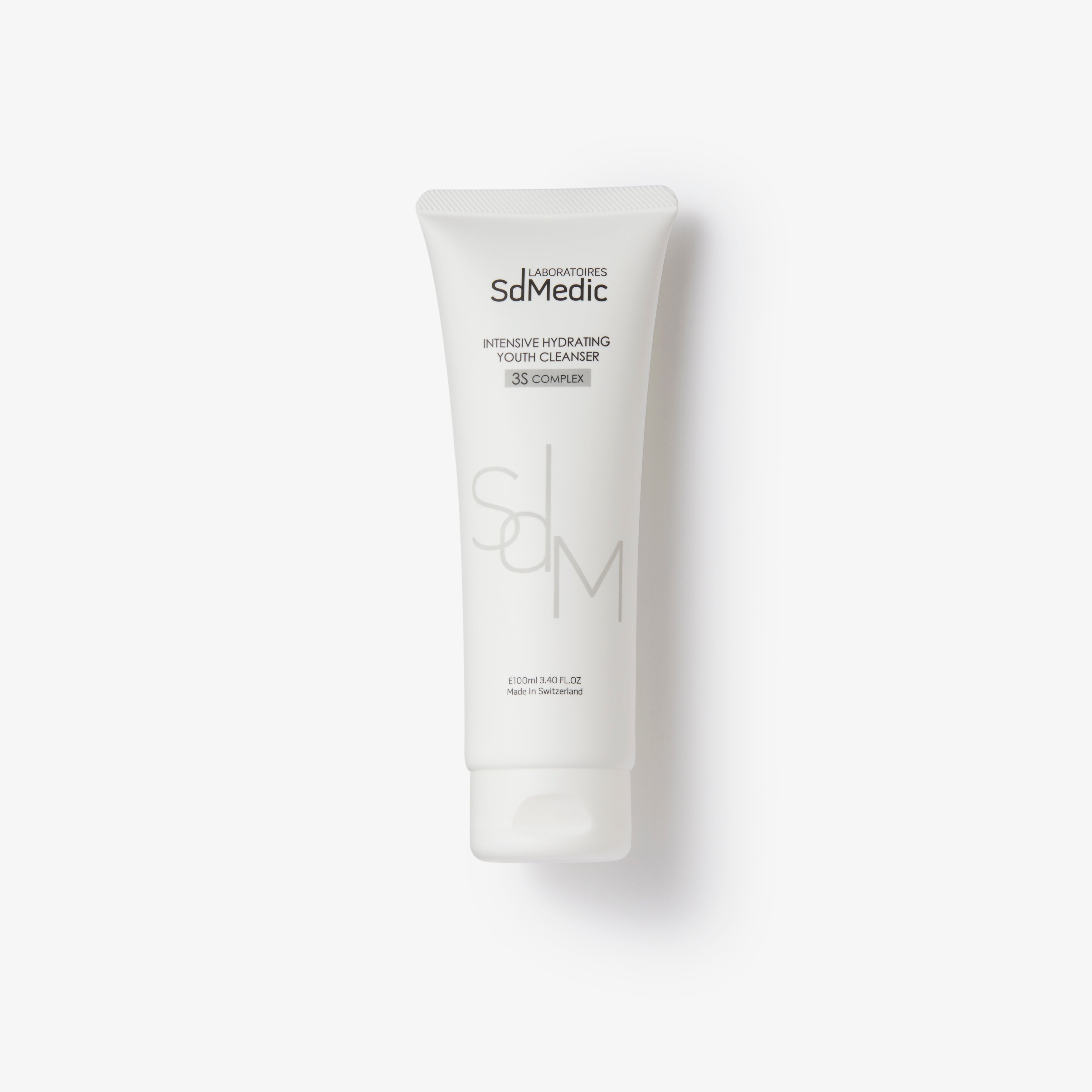 A white tube of Intensive Hydrating Youth Cleanser 3S Complex with black and silver text, placed against a white background.